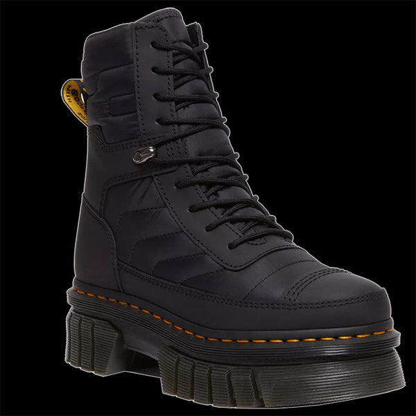thumbnail image 2 of DR. MARTENS WOMENS AUDRICK 8 EYE LEATHER PLATFORM LACE‎ UP COMBAT BOOTS 7 BLACK 2 of 12