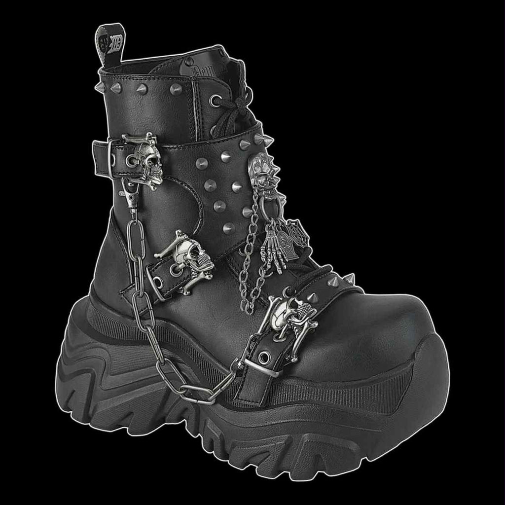 Demonia - Echo-60 Skull Buckle Boot