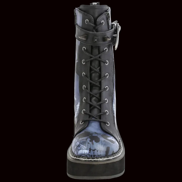 Demonia - Moth Emily Lace Up Platform Boot EMI352-PT/BVL | Vixens