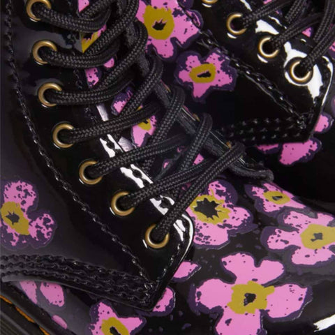Dr Martens - Youth 8 Eyelet Patent Floral Boots