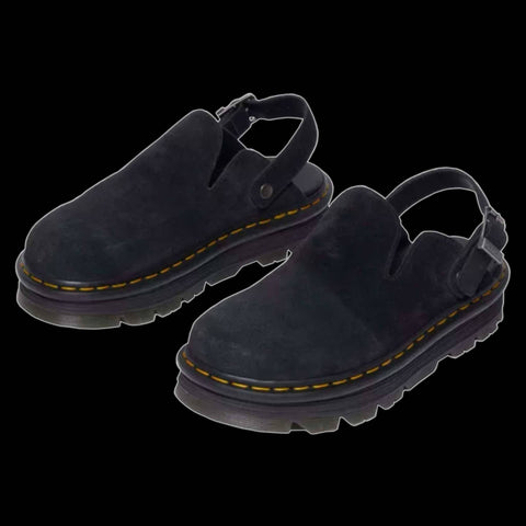 Dr Martens - ZEBZAG Black Suede Slingback Platform Mules