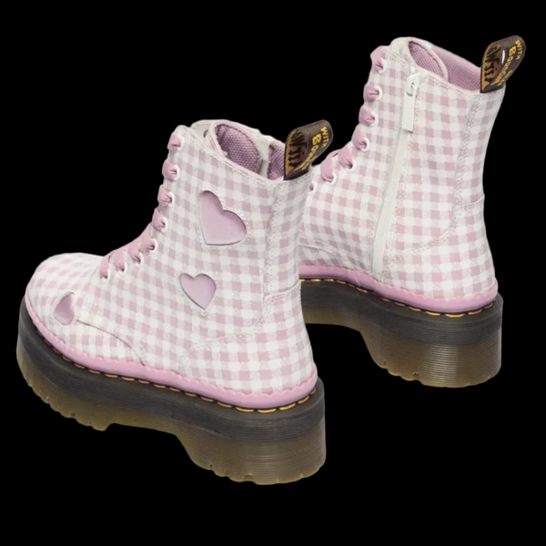 Dr Martens - Pink Plaid Heart Platform Jadon Boots 42906100