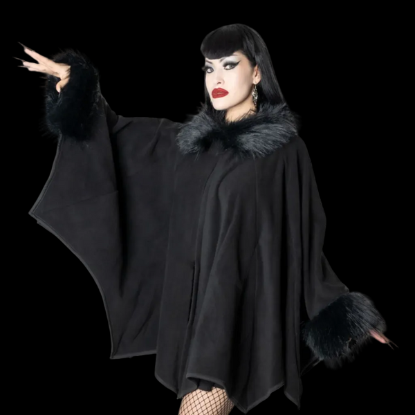 Kreepsville 666 - Glamour Ghoul Black Fur Cape | Vixens and Angels
