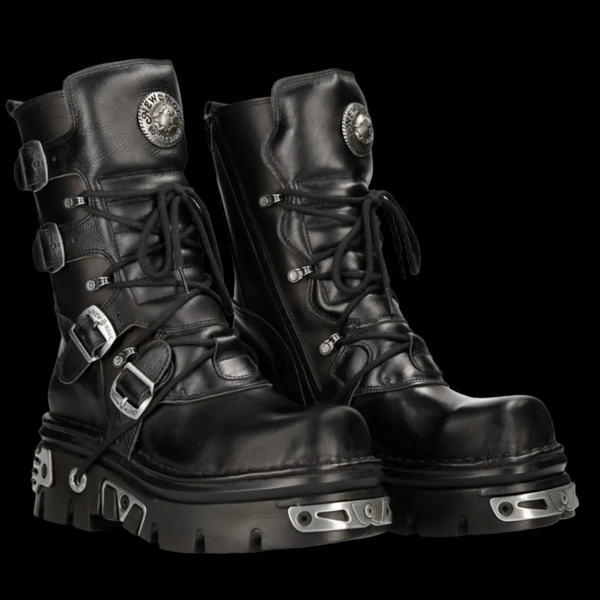 New Rock M373-S4 Black Platform Biker Style Buckle Reactor Sole New Rock M373-S4 Black Platform Biker Style Buckle Reactor Sole