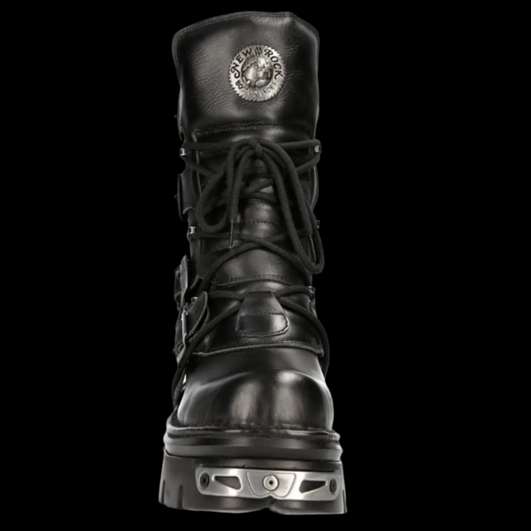 New Rock M373-S4 Black Platform Biker Style Buckle Reactor Sole New Rock M373-S4 Black Platform Biker Style Buckle Reactor Sole