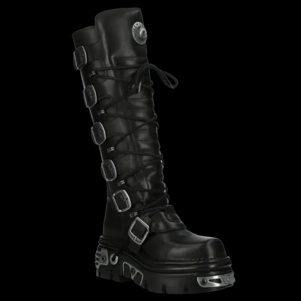 New Rock M272-S1 Black Platform Biker Style Buckle Reactor Sole