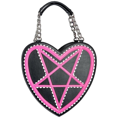 Too Fast - Pink Pentagram Heart Handbag