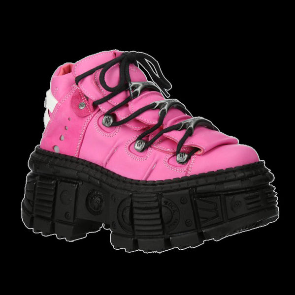New Rock - Prismo Pink Ankle Platform Boots M-WALL106-S28-36