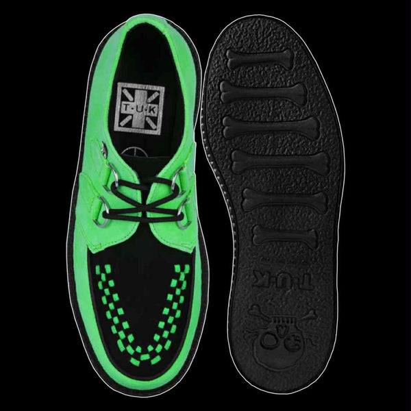 TUK - Neon Green & Black Suede Viva Mondo Creeper Shoe Style