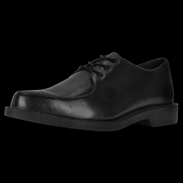 wellkian ポインテッドトゥ レザーシューズ ブラック TUK - Black Pointed Jam Shoe | Vixens and Angels