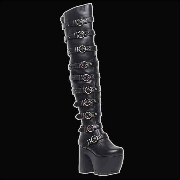 Thigh high black platform boots sale
