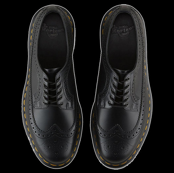 Dr. Martens 1461 White Stitch Shoe in Black