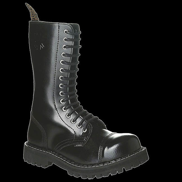 STEEL 15 Eyelet Black Leather Steel Toe Boot 136 O B Vixens and Angels