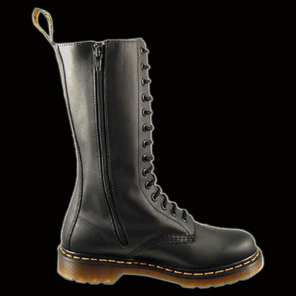 Dr Martens 14 Eyelet Black Vonda Embroidered Zipper Boot