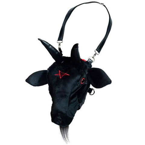 Kreepsville 666 - Goat Head Baphomet Plush Purse / Backpack