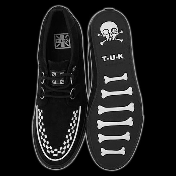 Mens Tuk Shoes TUK Black White Suede D-Ring VLK Creeper