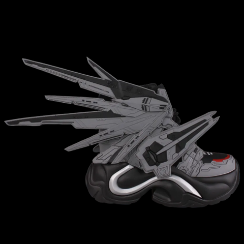 Anthony Wang - Gray Gundam Hidden Heel Platform Wing Shoes