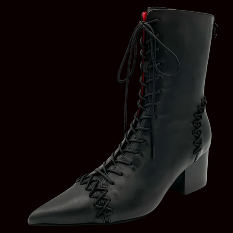 Charla Tedrick  - Sacrifice Pointed Leather Lace Up Boot