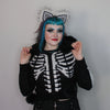 Too Fast - White Bony Zip Up Sweater