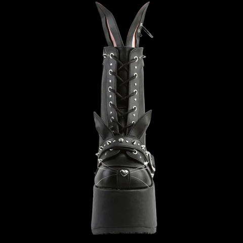 Demonia - Black Vegan Leather Convertible Ear Camel Boot 202