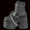 Demonia - Black Vegan Leather Platform Chain Boots Camel-250