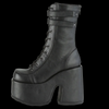 Demonia - Camel-250 Black Faux Leather 2 Strap Boot