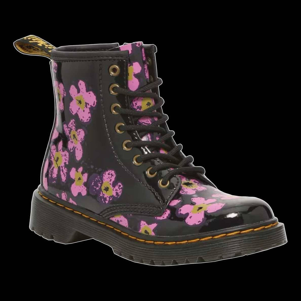 Dr Martens Youth Eyelet Patent Floral Boots