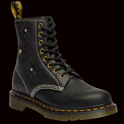 Dr Martens - 1460 Black Pascal Flower Lace Up Boots