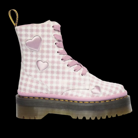 Dr Martens - Pink Plaid Heart Platform Jadon Boots