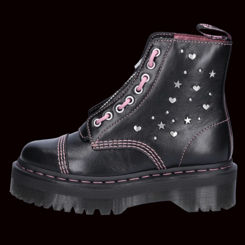 Dr Martens - Sinclair Hearts & Stars Platform Leather Boots
