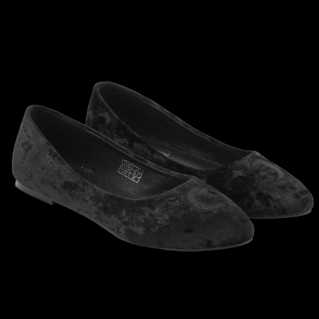 Killstar- Lunite Black Velvet Flats
