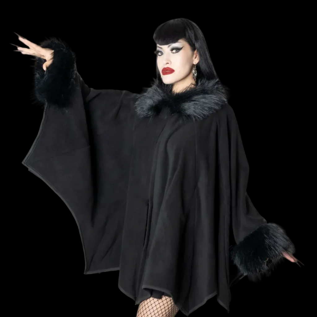 Kreepsville 666 - Glamour Ghoul Black Fur Cape