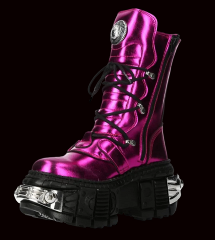 New Rock - Pink Amaranth Vegan Platform Boots