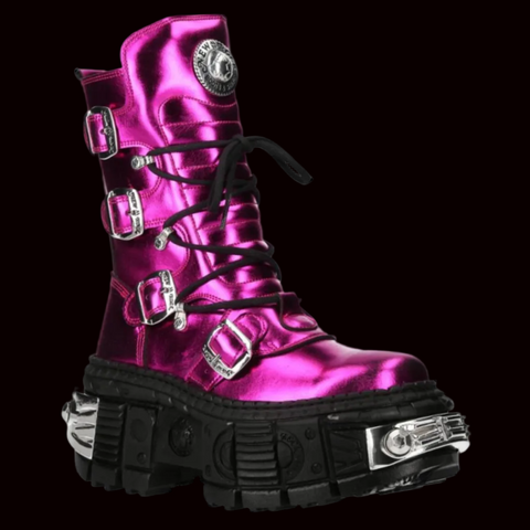 New Rock - Pink Amaranth Vegan Platform Boots