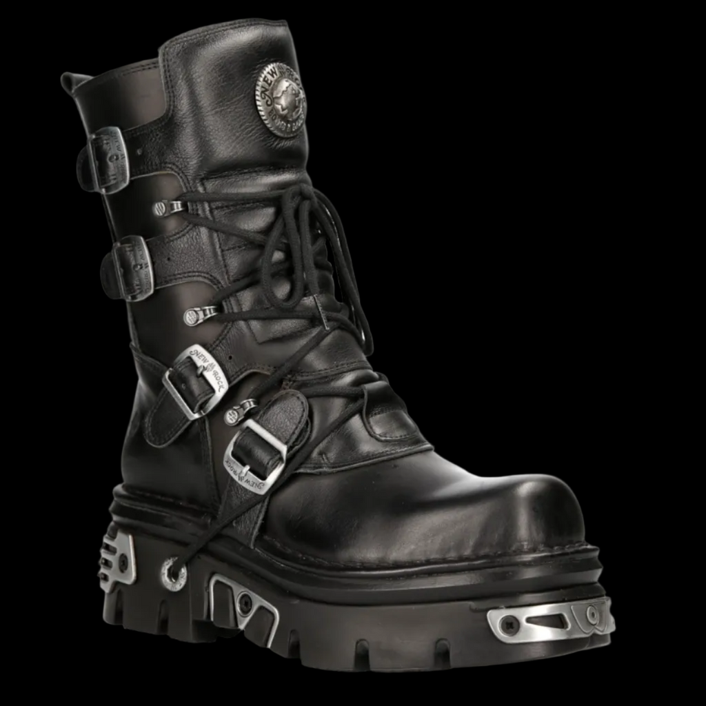 New Rock M373-S4 Black Platform Biker Style Buckle Reactor Sole New Rock M373-S4 Black Platform Biker Style Buckle Reactor Sole