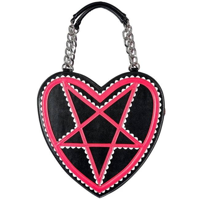 Too Fast - Red Pentagram Heart Handbag