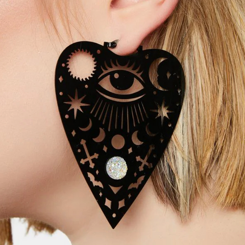 Too Fast - Mystical Ouija Planchet Hoop Earrings