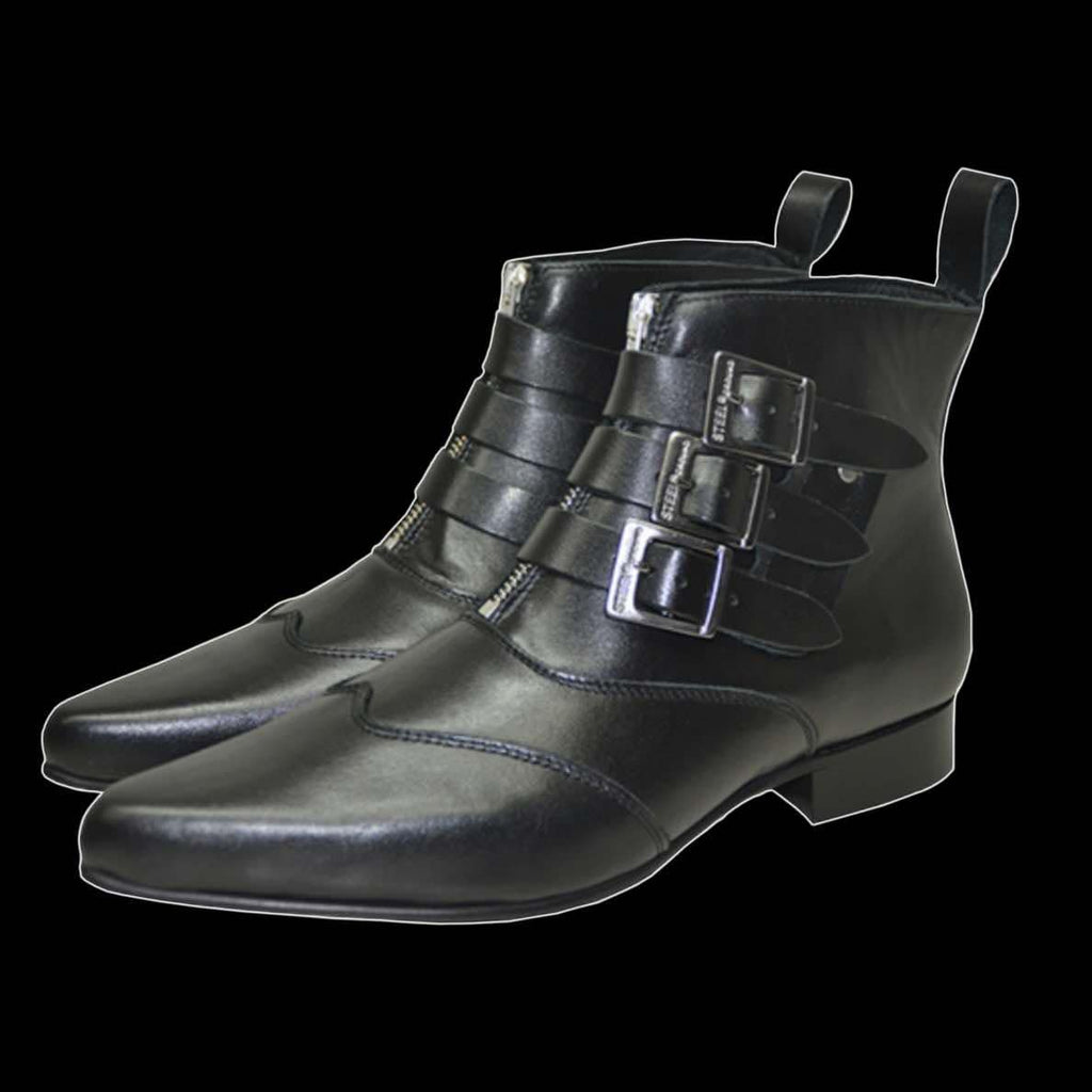 Middle Point Boot SteelGround - Denmark Black Leather Point Toe boot at FashioNation in ...