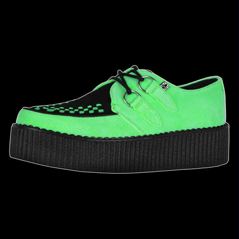 TUK - Neon Green & Black Suede Viva Mondo Creeper Shoe