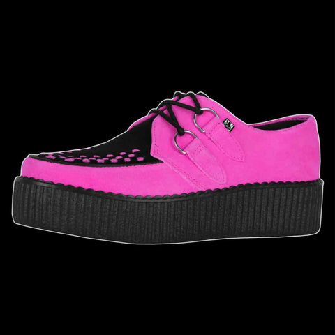 TUK - Neon Pink & Black Suede Viva Mondo Creeper Shoe
