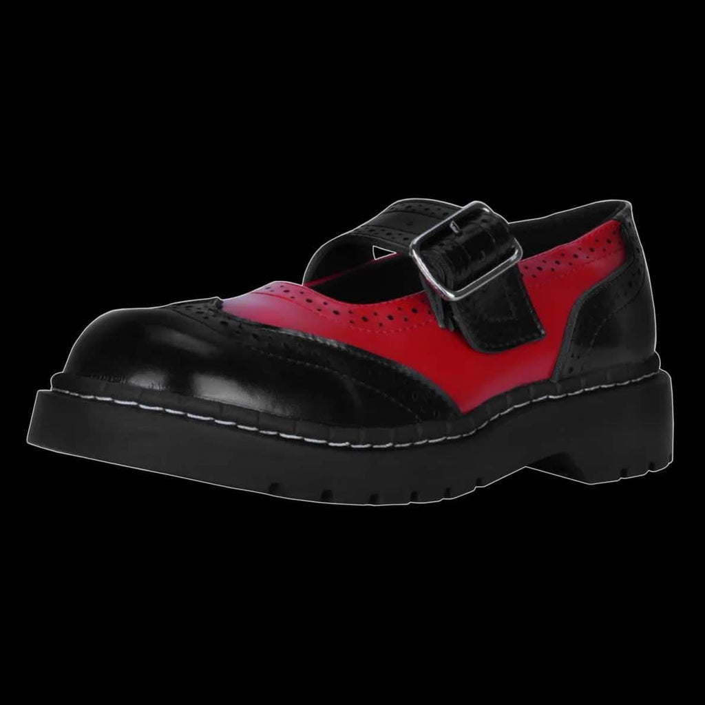TUK - Black & Red Wingtip Mary Jane Shoe