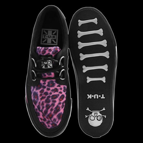 TUK - Pink Leopard Print Suede D-Ring VLK Creeper Sneaker Shoe