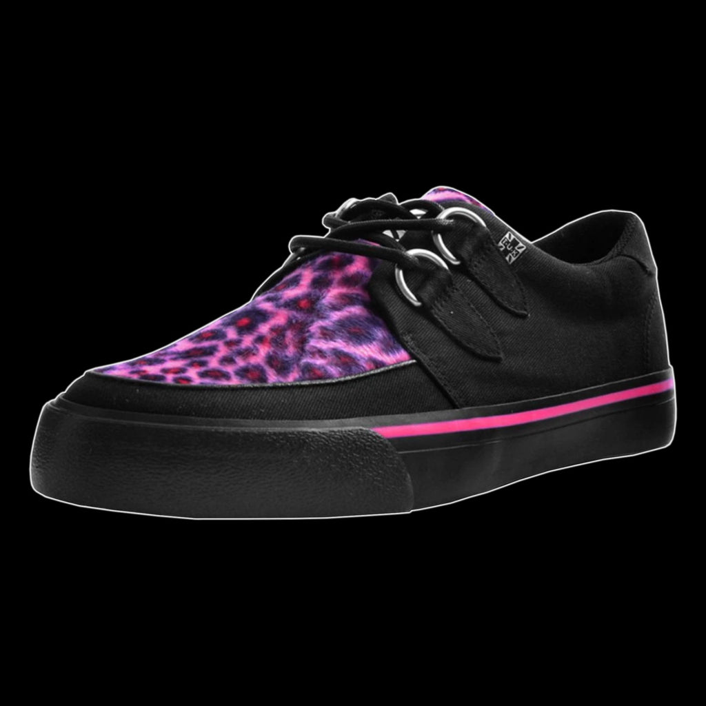 TUK - Pink Leopard Print Suede D-Ring VLK Creeper Sneaker Shoe