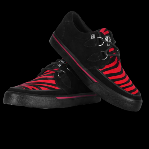 TUK - Black &Red Zebra Suede Creeper Sneaker