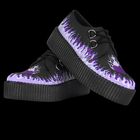 TUK - Black and Purple Flaming Heart Viva Mondo Creepers
