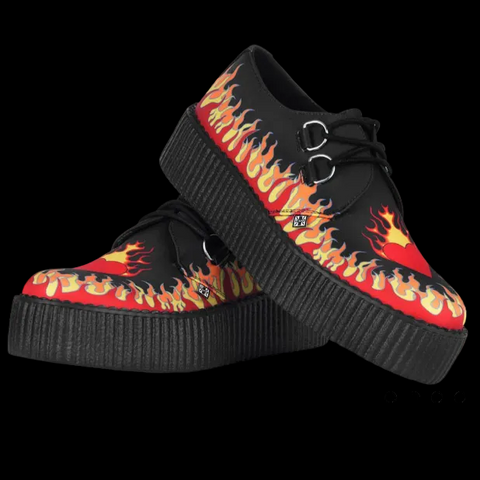 TUK - Black and Red Flaming Heart Viva Mondo Creepers
