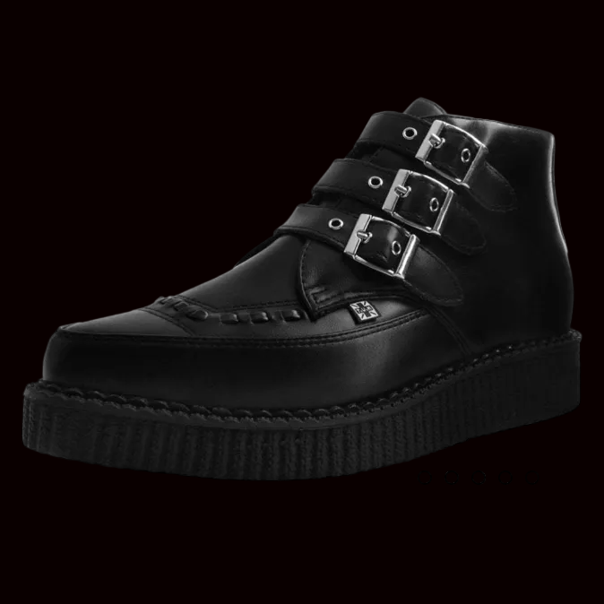 TUK - Black vegan 3 Buckle Pointed Creeper Boot