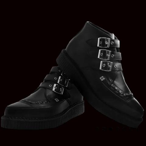 TUK - Black vegan 3 Buckle Pointed Creeper Boot