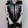 Too Fast - White Bony Zip Up Sweater