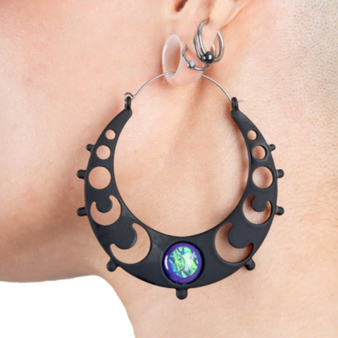 Too Fast - Moon Phase Gem Hoop Earrings